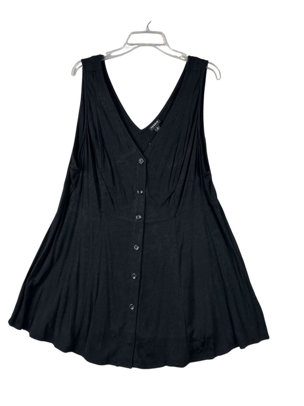 Torrid Black Floral Jacquard Button Front Fit & Flare Peplum Tank Size 3X NWT